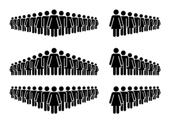 Group of man and woman. People Figure Pictogram Icons. Crowd signs.