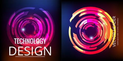 Set of abstract technology web banner.