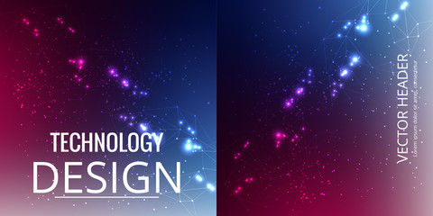 Set of abstract technology web banner.