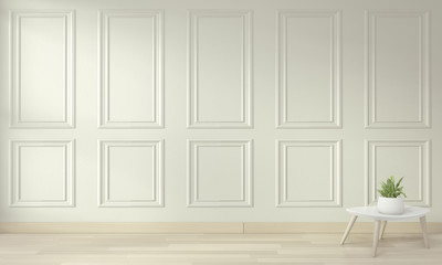 Empty modern contemporary room and design wall with molding .3D rendering