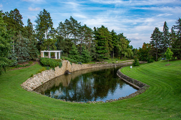 Pergola and Pond in Como Park in Saint Paul