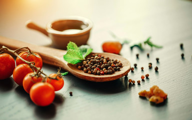 Food. Spice. Food background. Spices. Tomato. 