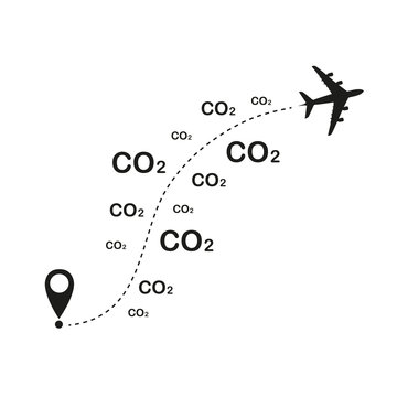 Plane Destination Co2 Air Pollution Vector Illustration EPS10