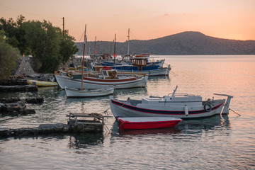 Fototapeta premium Traditional boats in the harbor of Elounda