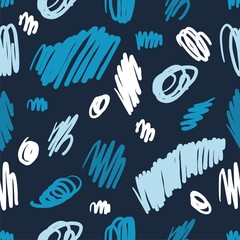 Obraz premium Seamless colorfull pattern hand drawn scrawl sketch. Freehand drawing. Color seamless vector abstract scribbles, chaos doodles. Decorative illustration, good for printing, packaging, fabric.