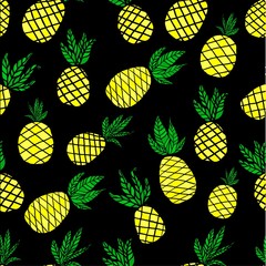 Pineapple seamless  pattern. Decorative illustration, good for printing. Great for label, print, packaging, fabric. 