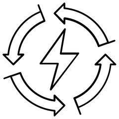 Energy recycling electric charge vector icon