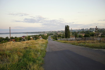 Fototapeta premium landscape with road and clouds