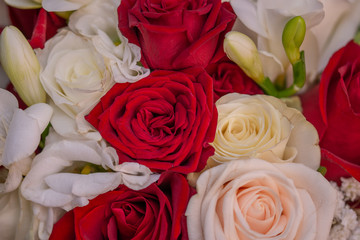 Detail of bride's roses bouquet 