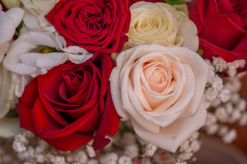 Detail of bride's roses bouquet 