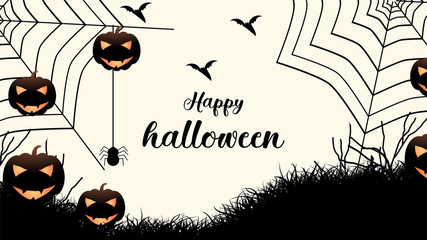 Happy Halloween banner with dark background 
