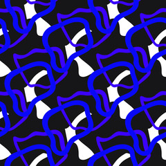 Pink and lilac abstract rounded forms on black background. seamless vector pattern. Abstract textile and wrapping design