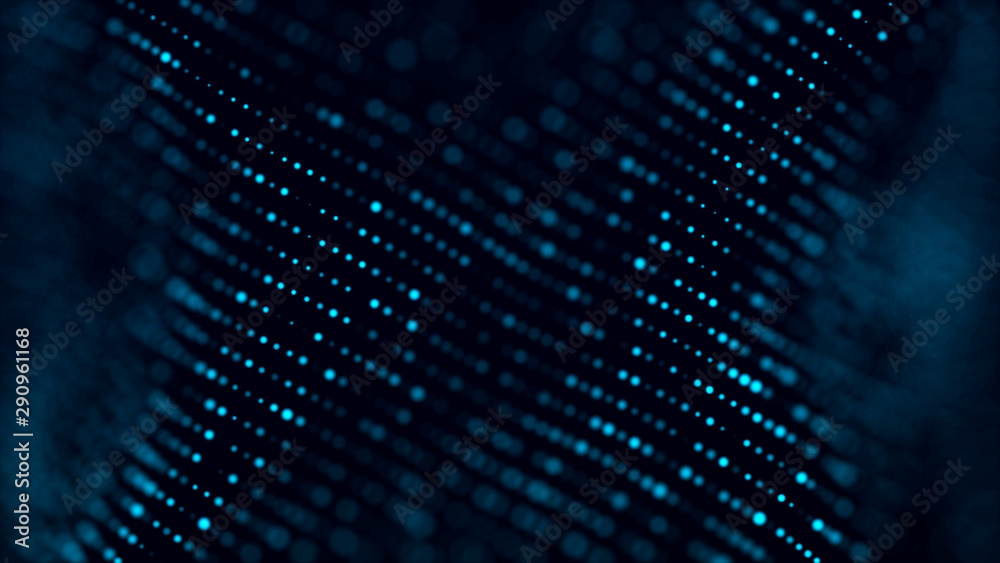 Aufkleber Abstract background with the movement of luminous particles. Digital technology. 3D rendering.