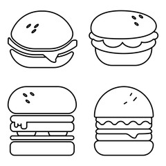 Set of burger isolated on white background. Food symbol. icon. Vector