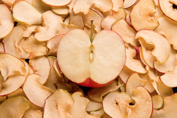 half an apple lying on fruit apple chips