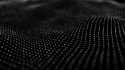 Futuristic background of points and lines with a dynamic wave. Big data. Abstract background 3d...