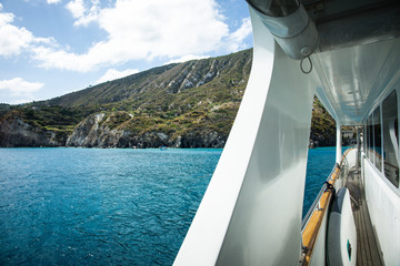 Yacht Life: view of Lipari Island, of the Aeolian Islands, from a luxury private yacht