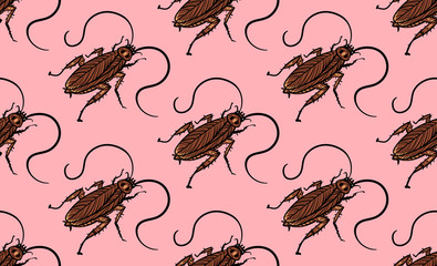 seamless pattern with cockroaches