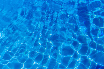 Clear blue water in swimming pool