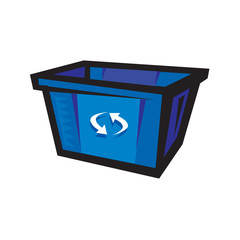 Modern Blue Recycle on white background.