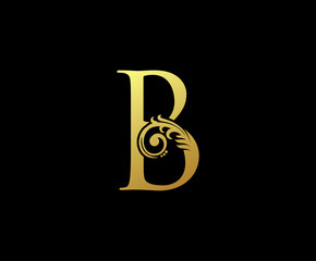 CLassy Letter B Logo Icon . Initial Letter B Design Vector Luxury Gold Color Icon.