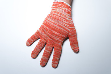 New construction gloves. knitted textile gloves on a white background. Protective equipment, safety...