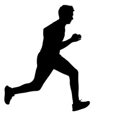 Black Silhouettes Runners sprint men on white background