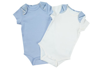 blue and white baby wear on white background