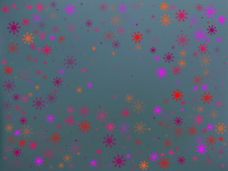 Abstract winter gray background with falling pink snowflakes. Vector illustration for winter, New Year, Christmas design