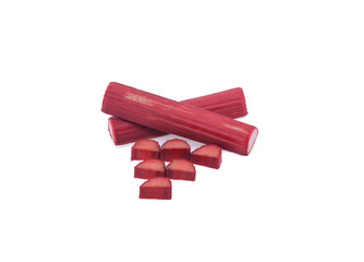 rhubarb stalks isolated on white background