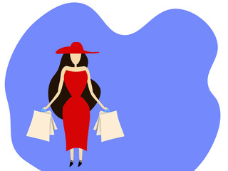 shopping pretty women in red