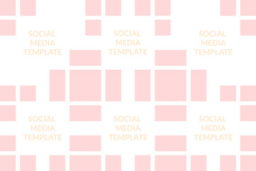 Set of social media templates with pastel pink rectangles on the white background. Stylish collection for promotion account. Square vector illustration