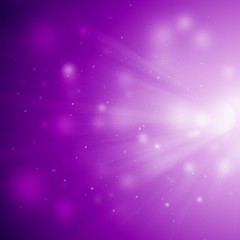 Purple sparkle rays with bokeh abstract elegant background. Dust sparks background.