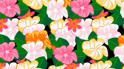 Colorful flower and leaves pattern background