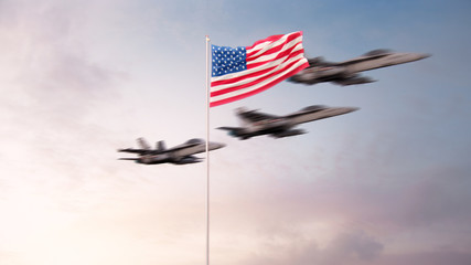 USA Flag With Air Force 