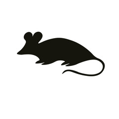 Mouse silhouette in black background. Symbol, sign, icon.