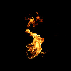 Fire flames collection isolated on black background