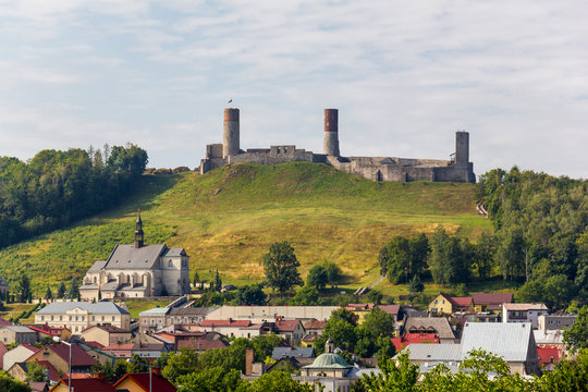 Towers of castle in Checiny, Poland