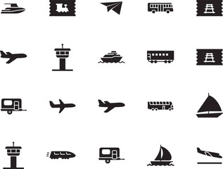 holiday vector icon set such as: aeroplane, station, steel, vessel, landing, arrive, web, high, destination, art, metal, start, water, metro, carriage, icons, toy, cruiser, front, way, mail, subway