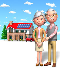 3d rendering by elderly couple and house