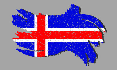 Iceland grunge flag, Iceland flag with shadow on isolated background, vector illustration