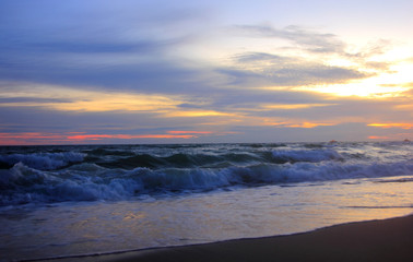 Fototapeta na wymiar Evening sea twilight sky,Beach on the sunset 