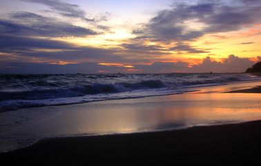 Evening sea twilight sky,Beach on the sunset 