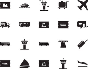 holiday vector icon set such as: navigation, action, voyage, wagon, cruiser, automobile, drive, arrive, camper, rail, minimal, case, street, carriage, express, cart, leisure, race, railroad, track