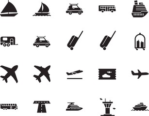 Obraz premium holiday vector icon set such as: road, control, ticket, drive, vessel, tickets, highway, architecture, building, up, pass, controller, silver, start, camping, roadside, rv, tower, home, terminal
