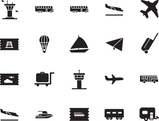 holiday vector icon set such as: rail, wheel, sailboat, up, steel, wind, trailer, home, life, minimal, case, regatta, nautical, wing, balloon, station, mobile, carriage, briefcase, sea, logo, smart