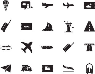 holiday vector icon set such as: coupon, traveler, start, briefcase, motorhome, sailboat, leisure, nautical, landing, view, hot, auto, sail, template, architecture, ocean, hotel, industry, sea