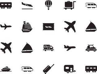 holiday vector icon set such as: set, life, case, balloon, hot, lifestyle, aeroplane, wheel, paper, arrival, box, basket, camper, motorhome, sketch, landing, mobile, destination, hotel, pass, airship