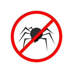 Obraz premium No spider sign. Flat style. Isolated on white background. 