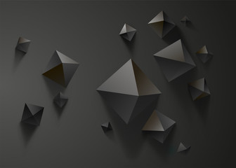 Abstract black composition with 3d pyramids	
